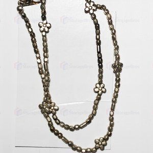 Metal flower necklace long